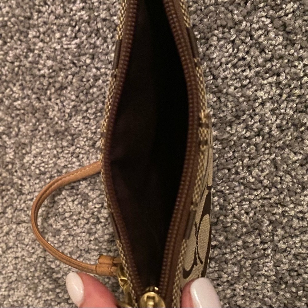 Coach Wristlet Canvas w/Leather trim - Picture 5 of 15